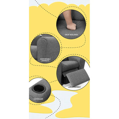 Keezi Kids Recliner Chair Linen Soft Sofa Lounge Couch Children Armchair Grey - Mekamart Australia