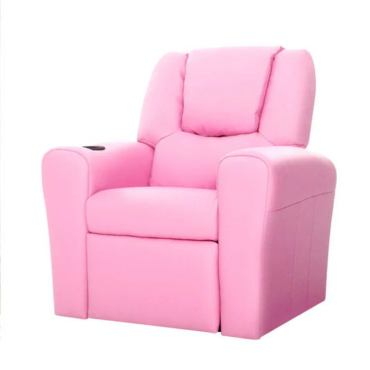Keezi Kids Recliner Chair PU Leather Sofa Lounge Couch Children Armchair Pink - Mekamart Australia