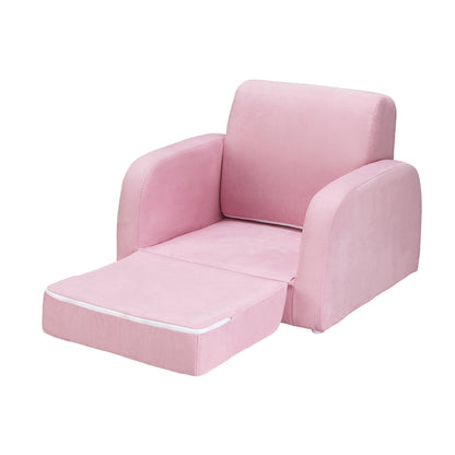 Keezi Kids Sofa 1 Seater Children Flip Open Couch Lounger Armchair Soft Pink