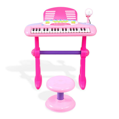 Keezi Kids Piano Keyboard 37 Keys Electronic Musical Instrument Set w/ Stool Microphone