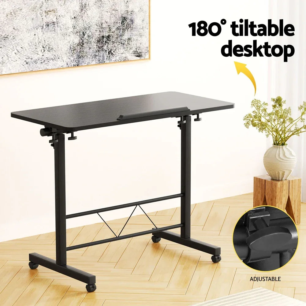 Artiss Laptop Desk Table Height Adjustable Wooden Bed Side Tables 80CM Black - Mekamart Australia
