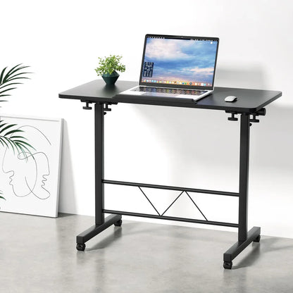 Artiss Laptop Desk Table Height Adjustable Wooden Bed Side Tables 80CM Black - Mekamart Australia