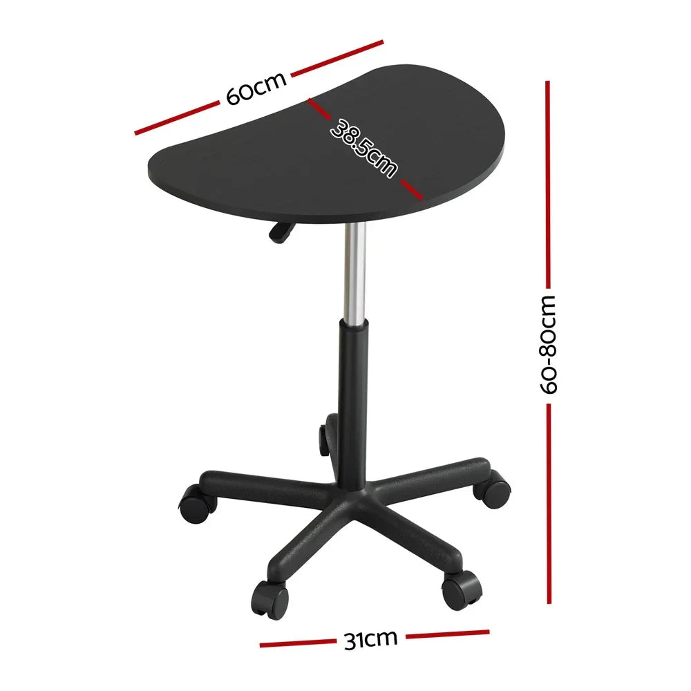 Artiss Laptop Desk Portable Height Adjustable Table Caster Wheels 60CM Black - Mekamart Australia