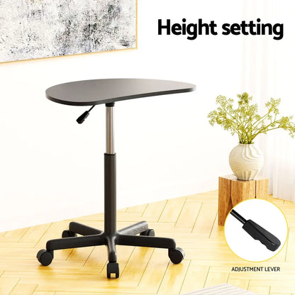 Artiss Laptop Desk Portable Height Adjustable Table Caster Wheels 60CM Black - Mekamart Australia
