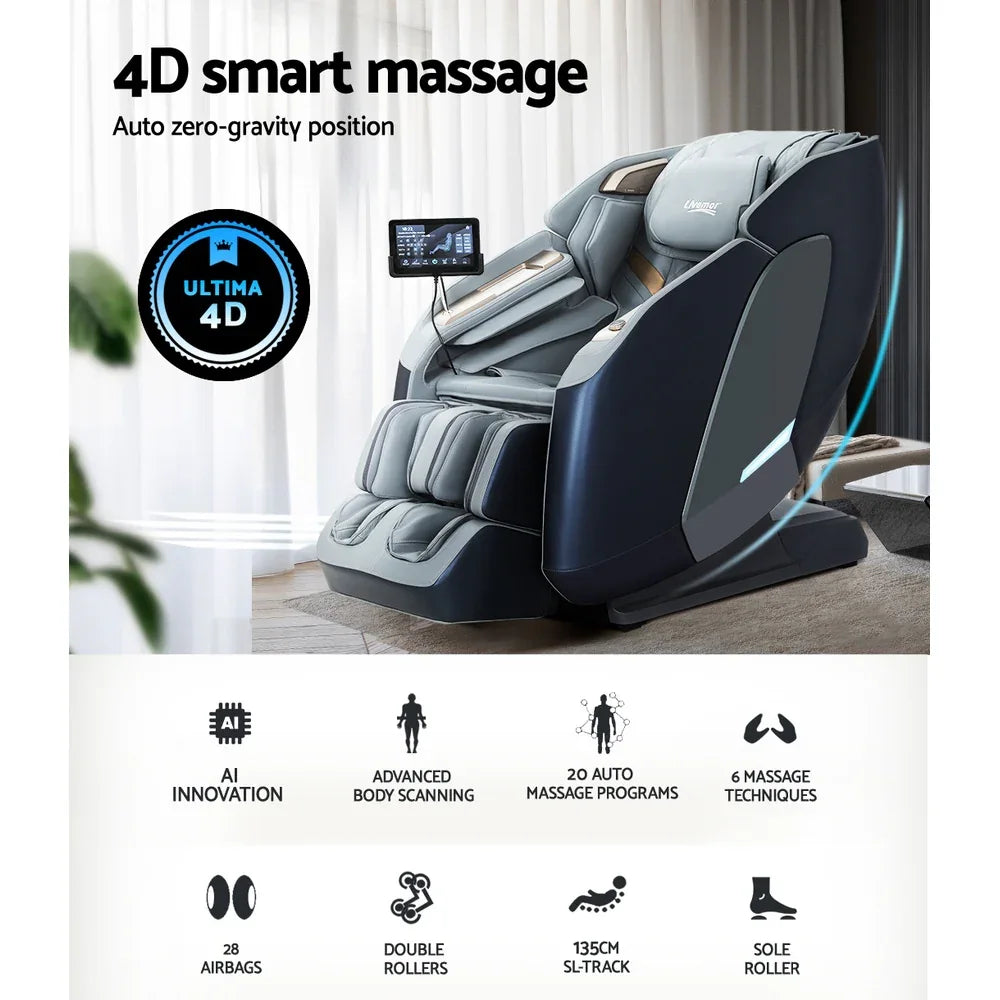 Livemor 4D Massage Chair Electric Recliner Double Core Mechanism Massager Melisa - Mekamart Australia