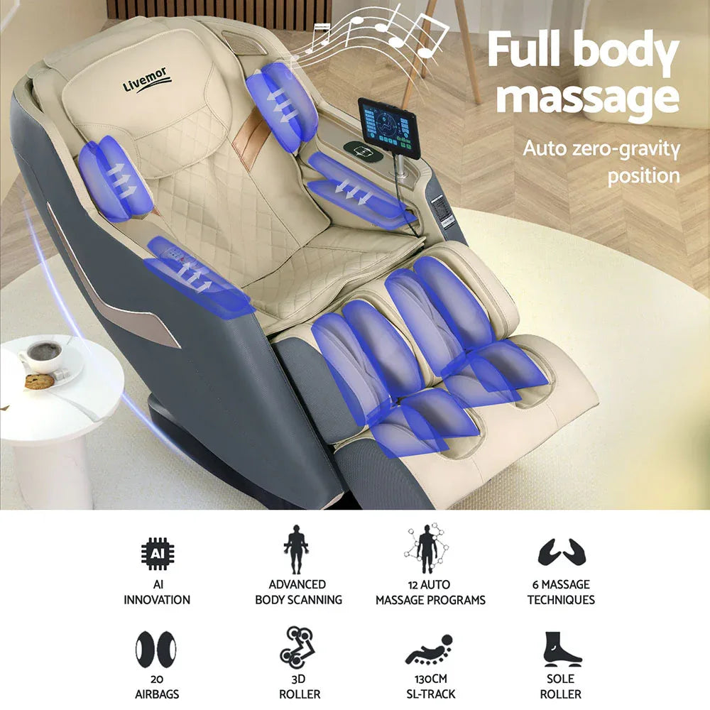 Livemor Massage Chair Electric Recliner Home Massager 3D Opal - Mekamart Australia