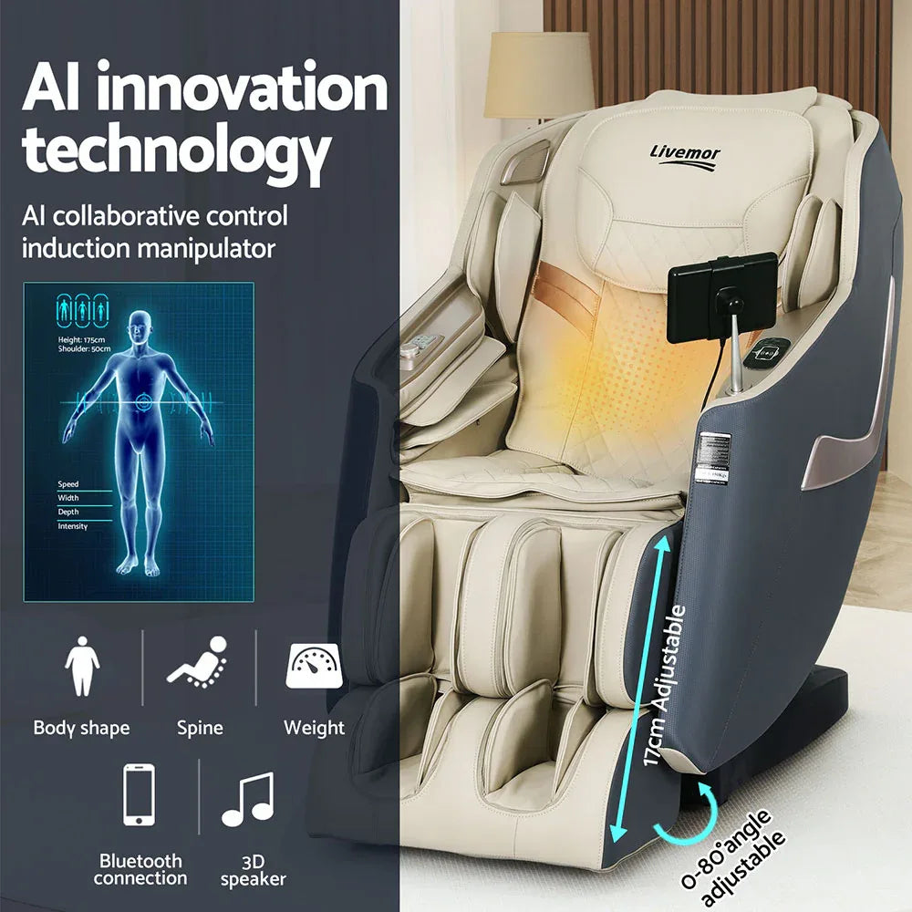 Livemor Massage Chair Electric Recliner Home Massager 3D Opal - Mekamart Australia