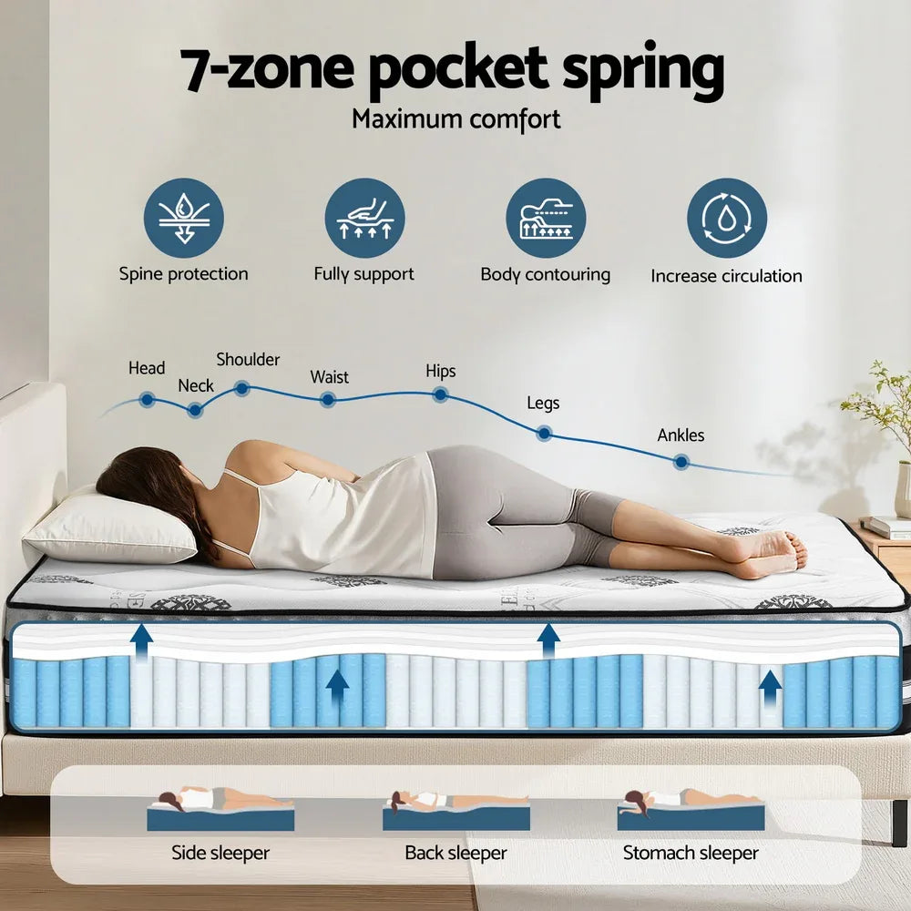 Giselle Bedding Double Mattress 35cm Bed in a Box Pocket Spring Gel Memory Foam - Mekamart Australia