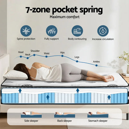 Giselle Bedding Double Mattress 35cm Bed in a Box Pocket Spring Gel Memory Foam - Mekamart Australia