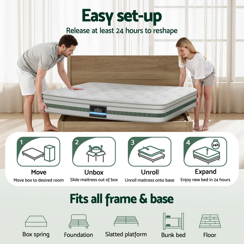 20cm Giselle Mattress Double Green Tea Mattresses - Mekamart Australia