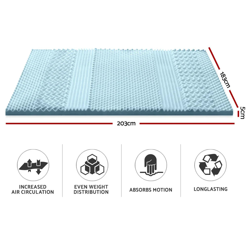Giselle Bedding Memory Foam Mattress Topper 7-Zone 5cm King - Mekamart Australia