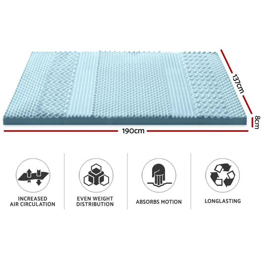Giselle Bedding Memory Foam Mattress Topper 7-Zone 8cm Double - Mekamart Australia