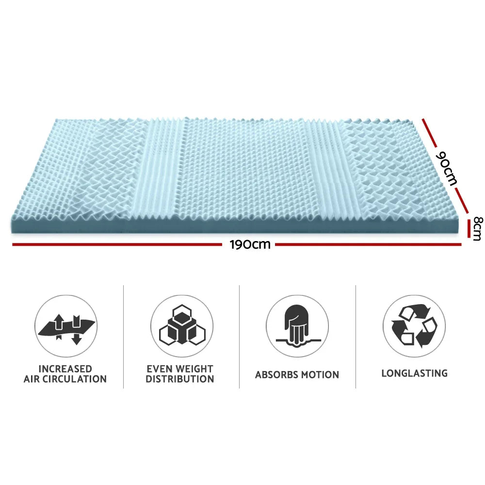 Giselle Bedding Memory Foam Mattress Topper 7-Zone 8cm Single - Mekamart Australia