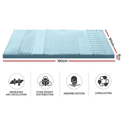 Giselle Bedding Memory Foam Mattress Topper 7-Zone 8cm Single - Mekamart Australia