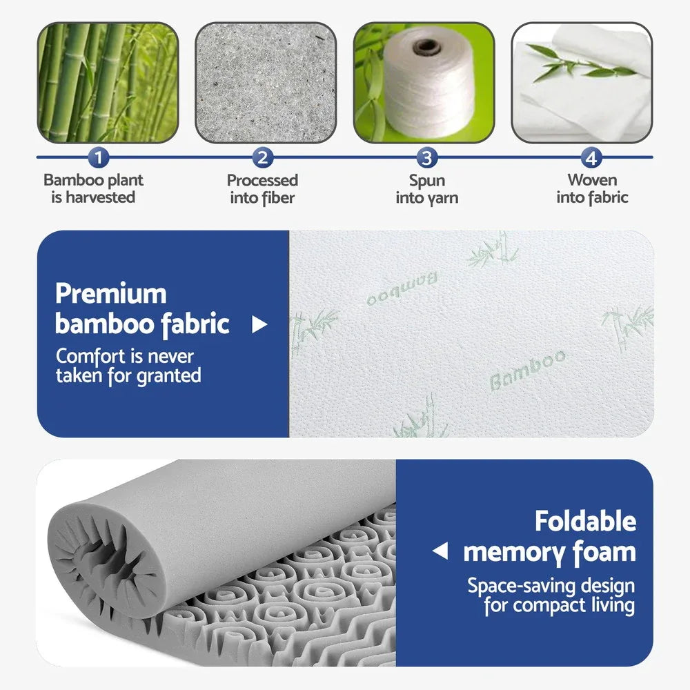 Giselle Bedding 8cm Memory Foam Mattress Topper 7-Zone Graphite Double - Mekamart Australia