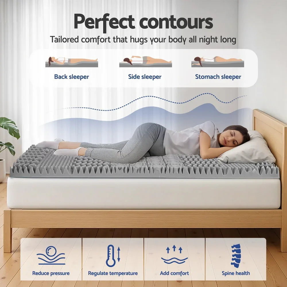 Giselle Bedding 8cm Memory Foam Mattress Topper 7-Zone Graphite Single - Mekamart Australia