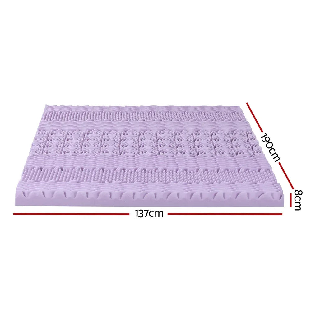 Giselle 8cm Memory Foam Mattress Topper Lavender Infused Bamboo Cover 7-Zone Double - Mekamart Australia