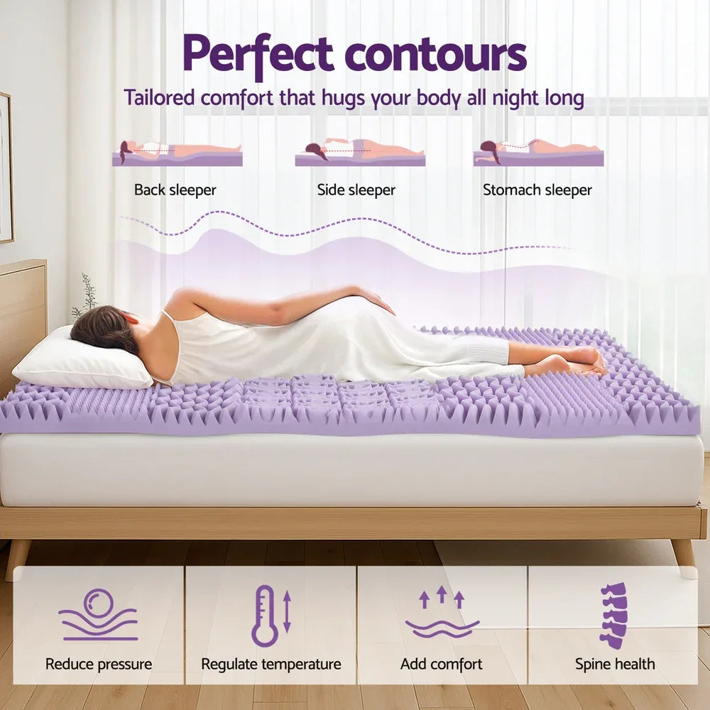 Giselle 8cm Memory Foam Mattress Topper Lavender Infused Bamboo Cover 7-Zone King - Mekamart Australia