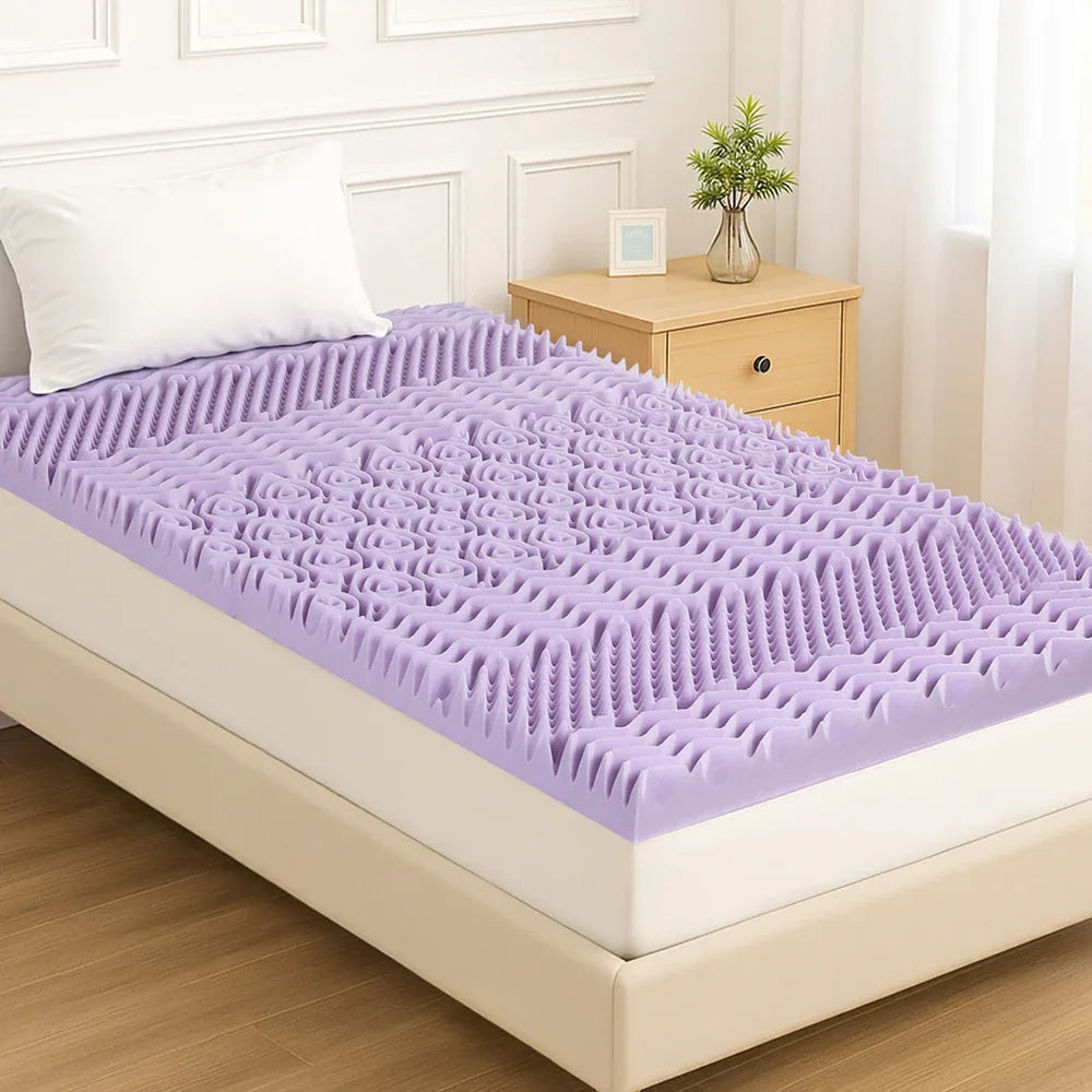 Giselle 8cm Memory Foam Mattress Topper Lavender Infused Bamboo Cover 7-Zone King Single - Mekamart Australia