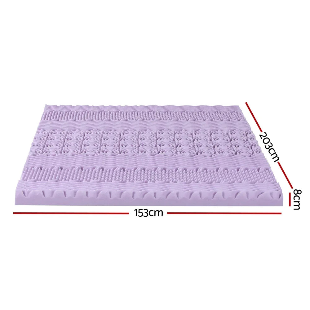 Giselle 8cm Memory Foam Mattress Topper Lavender Infused Bamboo Cover 7-Zone Queen - Mekamart Australia
