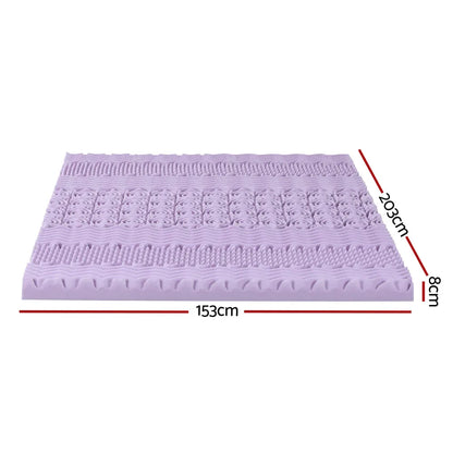 Giselle 8cm Memory Foam Mattress Topper Lavender Infused Bamboo Cover 7-Zone Queen - Mekamart Australia