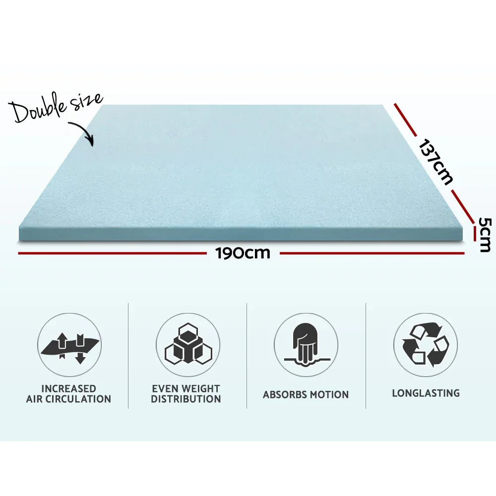 Giselle Bedding Memory Foam Mattress Topper Cool Gel 5cm Double - Mekamart Australia