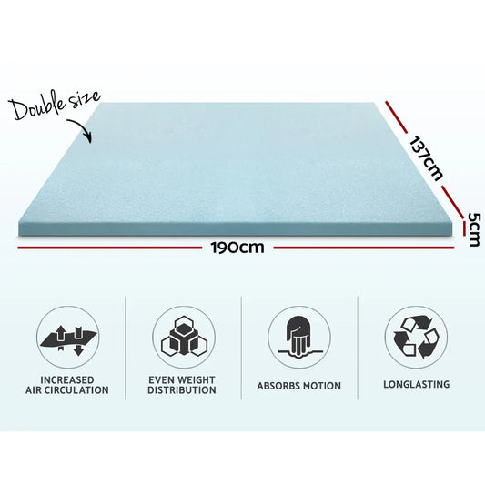 Giselle Bedding Memory Foam Mattress Topper Cool Gel 5cm Double - Mekamart Australia