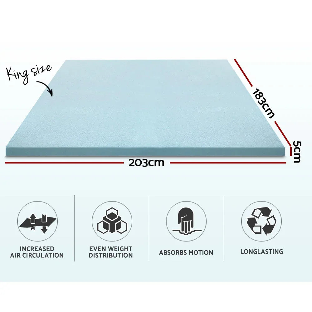 Giselle Bedding Memory Foam Mattress Topper Cool Gel 5cm King - Mekamart Australia