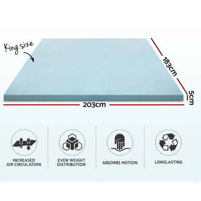 Giselle Bedding Memory Foam Mattress Topper Cool Gel 5cm King - Mekamart Australia