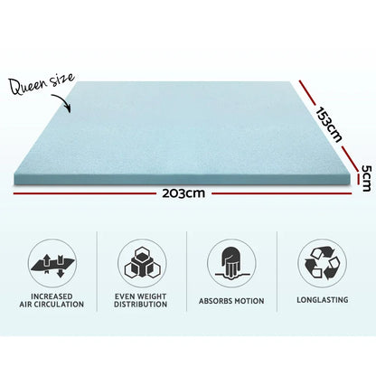 Giselle Bedding Memory Foam Mattress Topper Cool Gel 5cm Queen - Mekamart Australia
