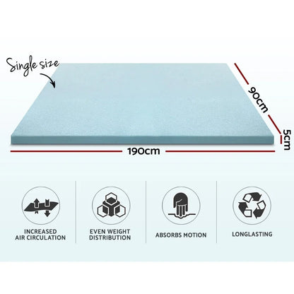 Giselle Bedding Memory Foam Mattress Topper Cool Gel 5cm Single - Mekamart Australia