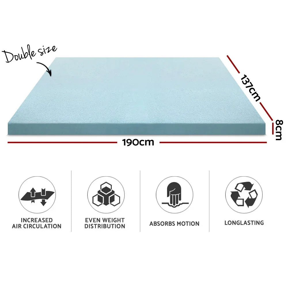 Giselle Bedding Memory Foam Mattress Topper Cool Gel 8cm Double - Mekamart Australia