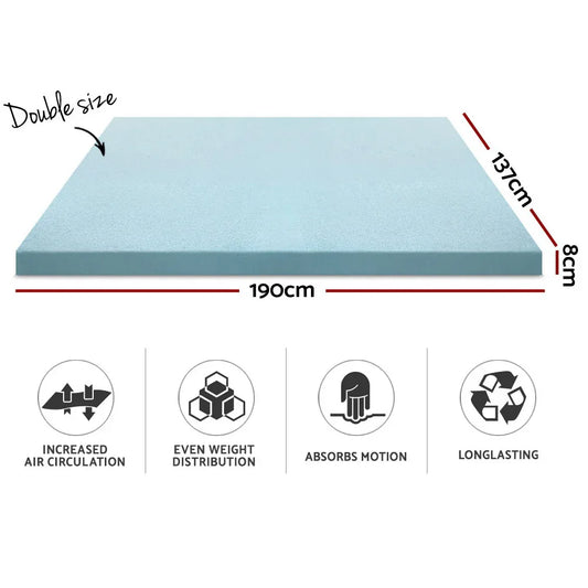 Giselle Bedding Memory Foam Mattress Topper Cool Gel 8cm Double - Mekamart Australia