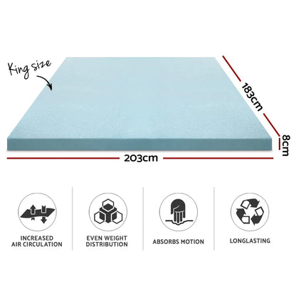 Giselle Bedding Memory Foam Mattress Topper Cool Gel 8cm King - Mekamart Australia