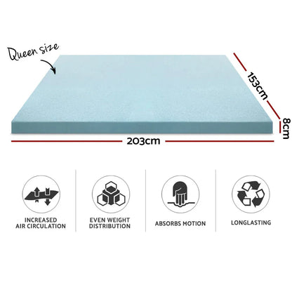 Giselle Bedding Memory Foam Mattress Topper Cool Gel 8cm Queen - Mekamart Australia