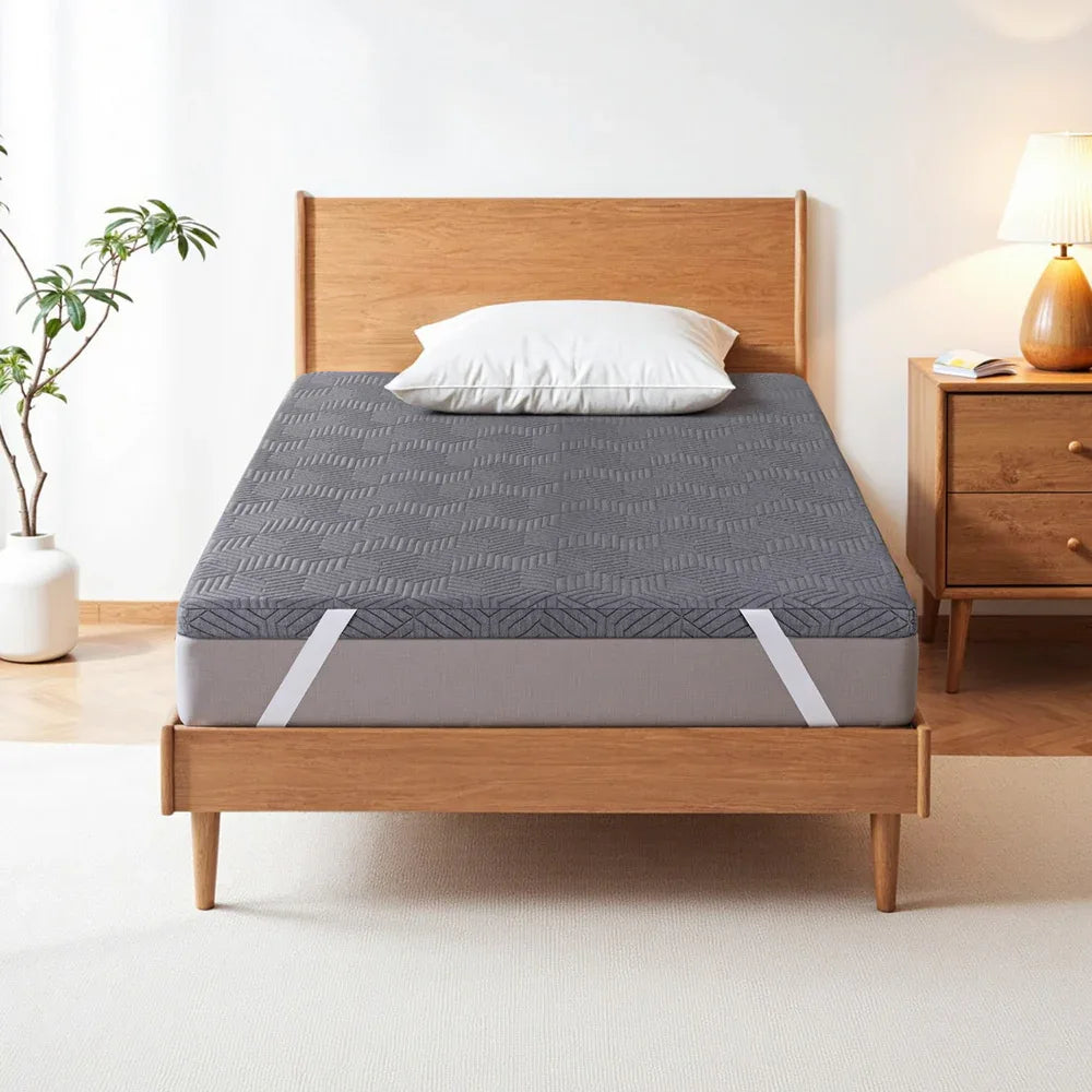 Giselle 8cm Memory Foam Mattress Topper Gel Dual Layer Foam Bamboo Single - Mekamart Australia