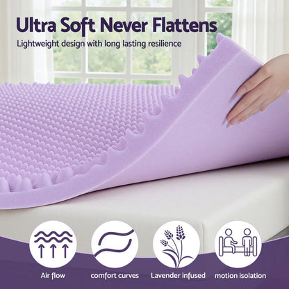 Giselle 5cm Memory Foam Mattress Topper Lavender Infused Egg Crate Pad Mat Double - Mekamart Australia