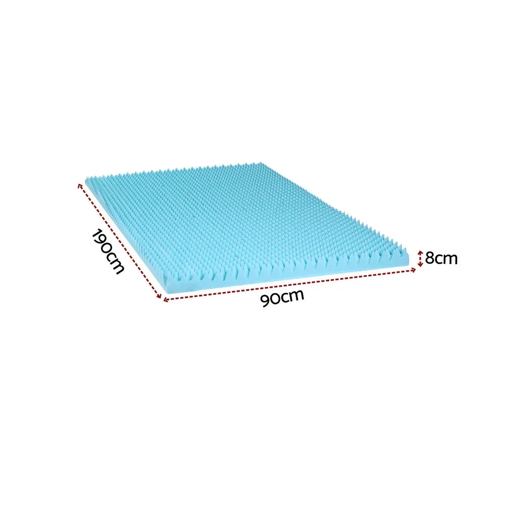 Giselle 8cm Memory Foam Mattress Topper Gel Egg Crate Foam Bamboo Single - Mekamart Australia