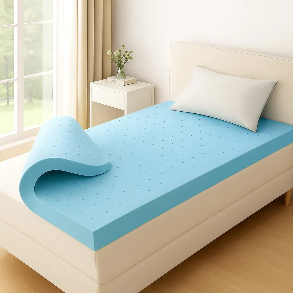 Giselle 12cm Memory Foam Mattress Topper Ventilated Cool Gel Bamboo Cover King Single - Mekamart Australia