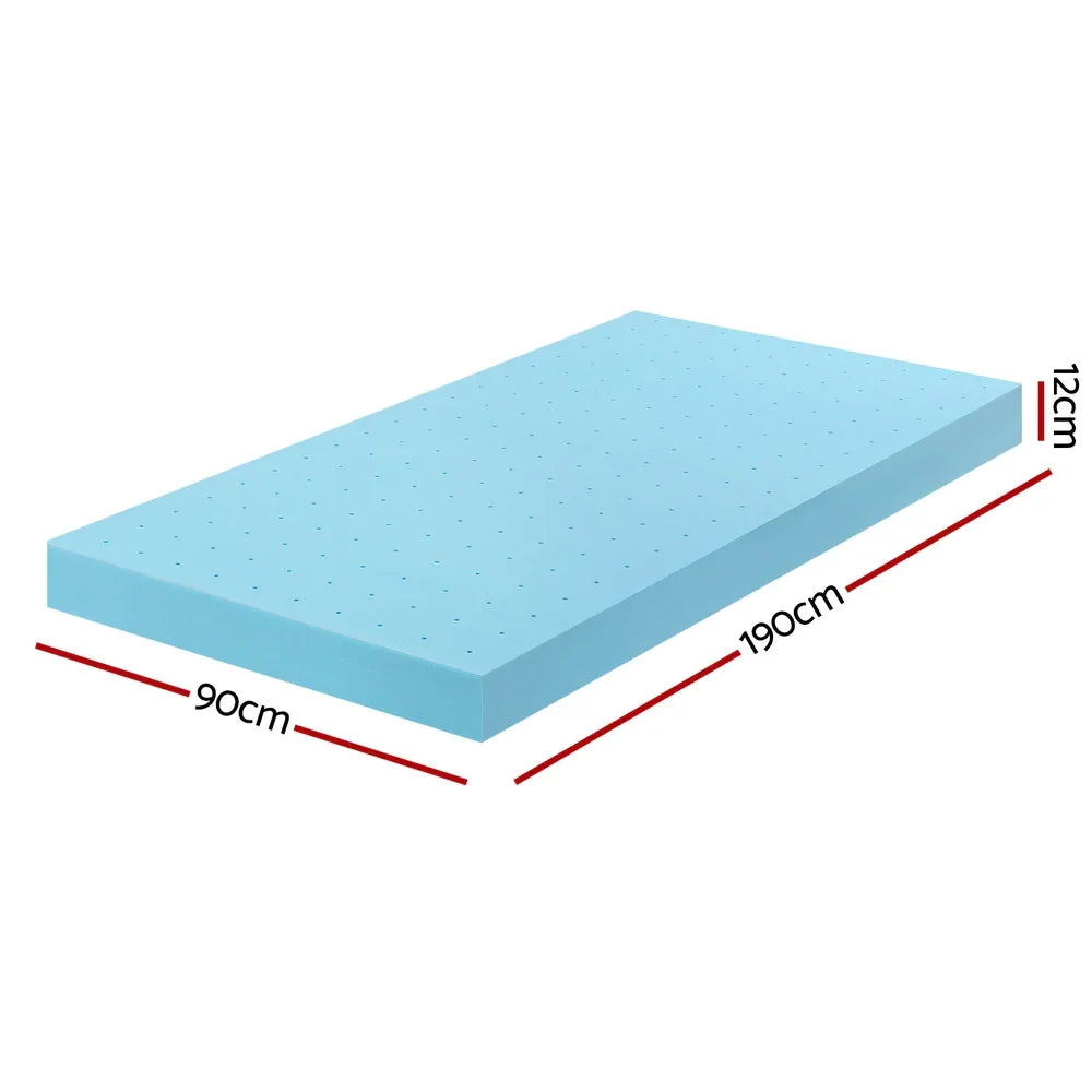 Giselle 12cm Memory Foam Mattress Topper Ventilated Cool Gel Bamboo Cover Single - Mekamart Australia