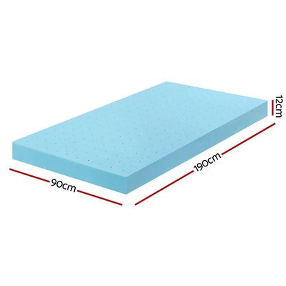 Giselle 12cm Memory Foam Mattress Topper Ventilated Cool Gel Bamboo Cover Single - Mekamart Australia