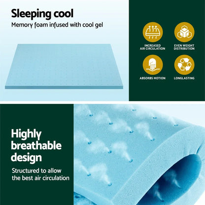 Giselle Bedding Memory Foam Mattress Topper Ventilated Cool Gel 5cm Double - Mekamart Australia