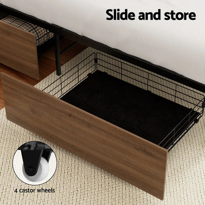Artiss 2x Bed Frame Storage Drawers Trundle Black - Mekamart Australia
