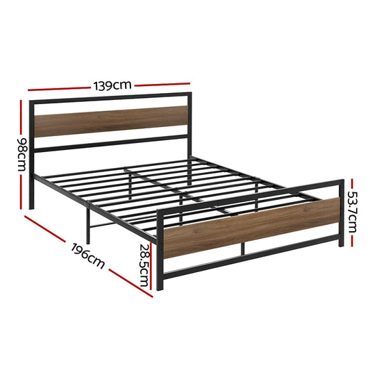Artiss Bed Frame Double Size Metal Base Mattress Platform Foundation Black DREW - Mekamart Australia