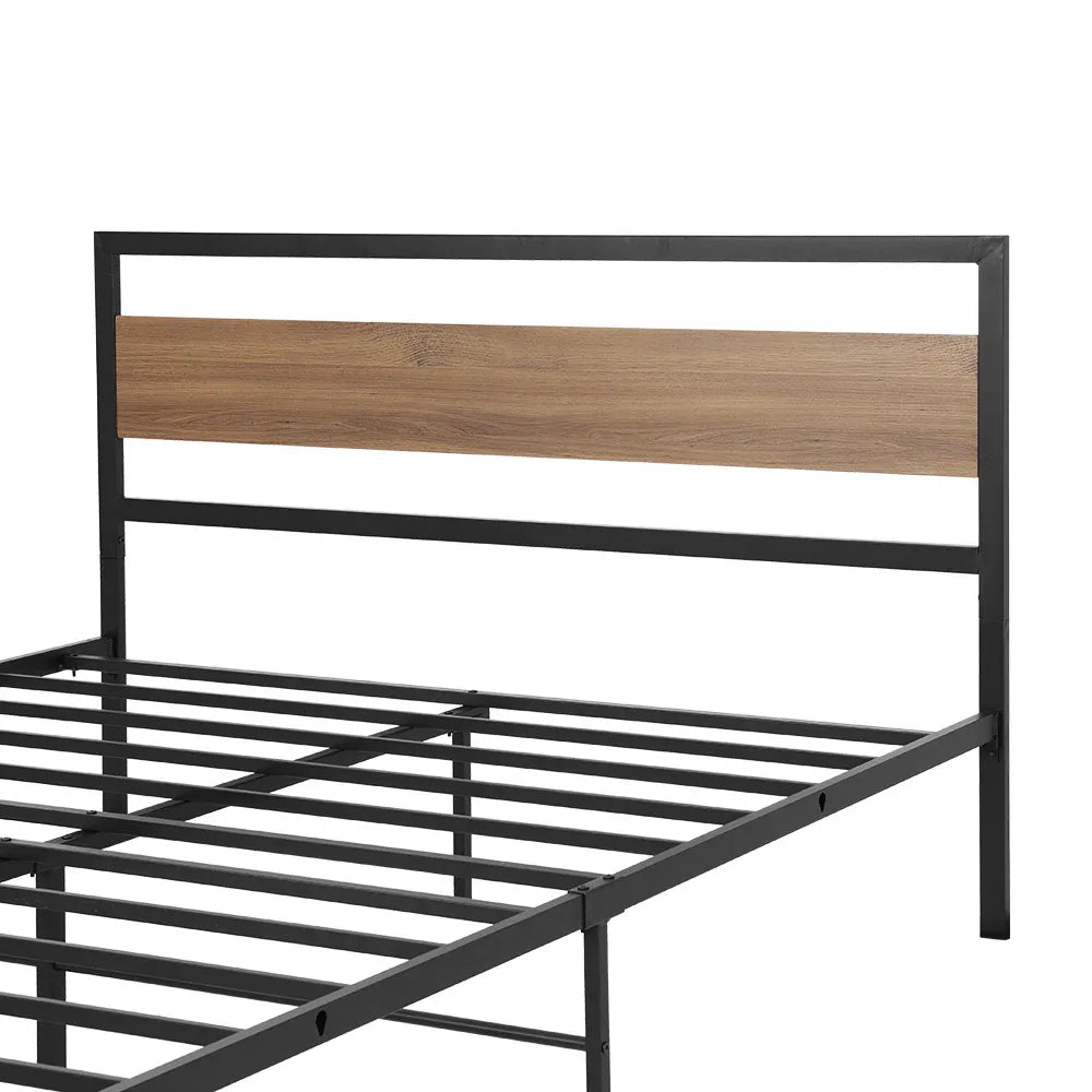 Artiss Bed Frame Double Size Metal Base Mattress Platform Foundation Black DREW - Mekamart Australia