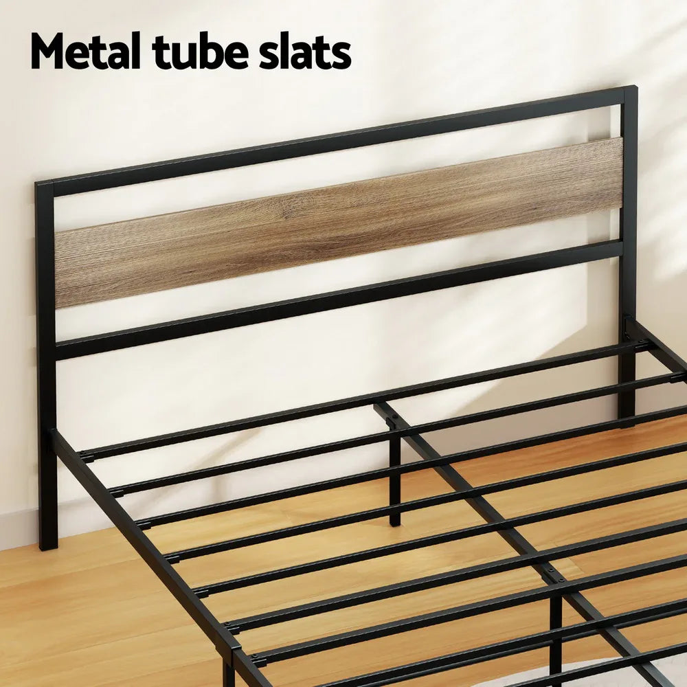 Artiss Bed Frame Double Size Metal Base Mattress Platform Foundation Black DREW - Mekamart Australia