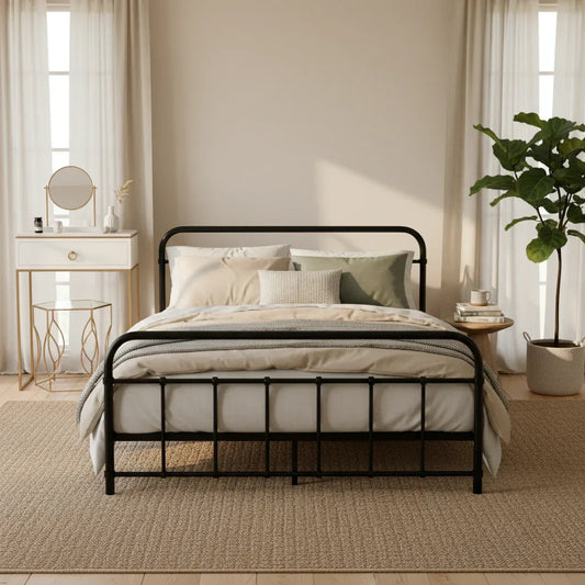 Artiss Bed Frame Metal Bed Frame LEO - Double (Black) - Mekamart Australia