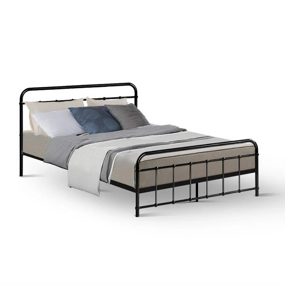 Artiss Bed Frame Metal Bed Frame LEO - Double (Black) - Mekamart Australia