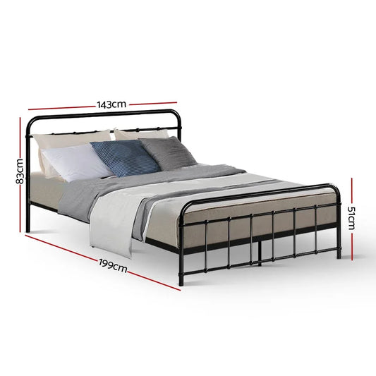 Artiss Bed Frame Metal Bed Frame LEO - Double (Black) - Mekamart Australia