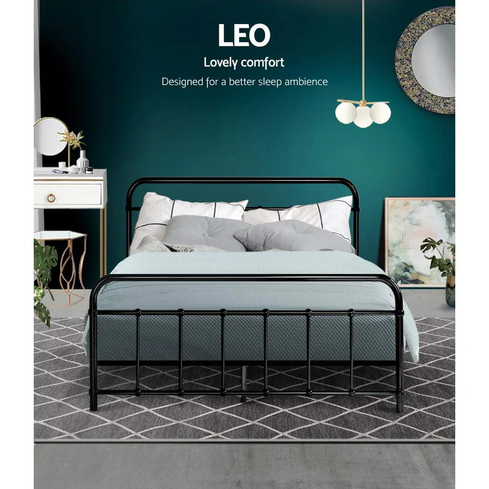 Artiss Bed Frame Metal Bed Frame LEO - Double (Black) - Mekamart Australia